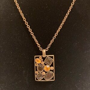 VTG Parklane bronze geometric stone pendant necklace